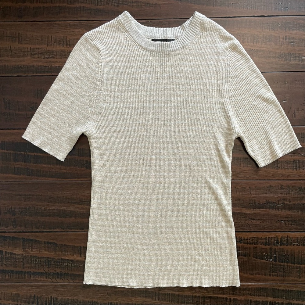 Something Navy Gold Shimmer Ribbed Top Size 1 - Picture 2 of 9